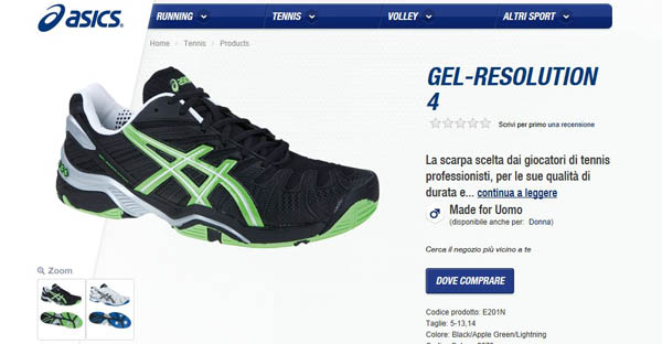 Il nuovo sito ASICS