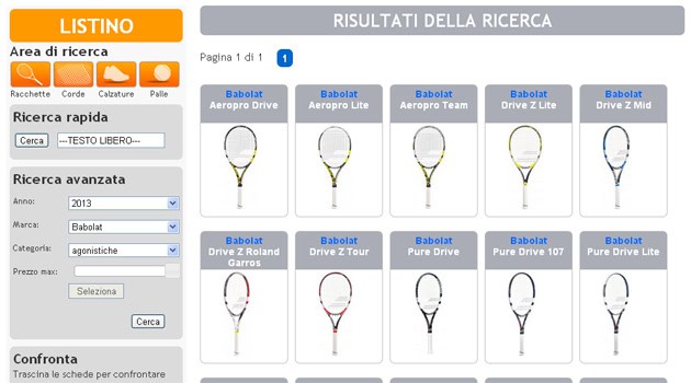 Listino racchette