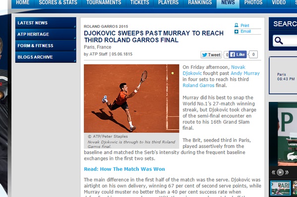 La clamorosa gaffe del sito ATP
