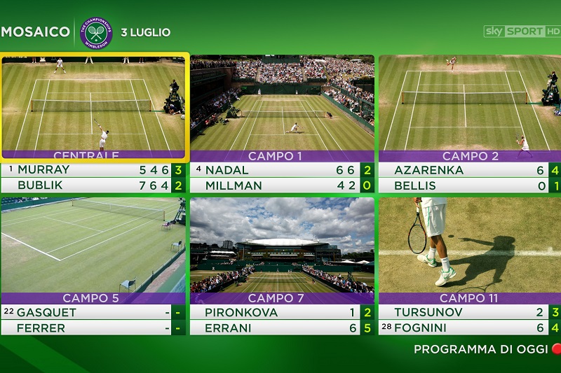 Wimbledon in TV: sei canali, mosaico e Flavia su Sky