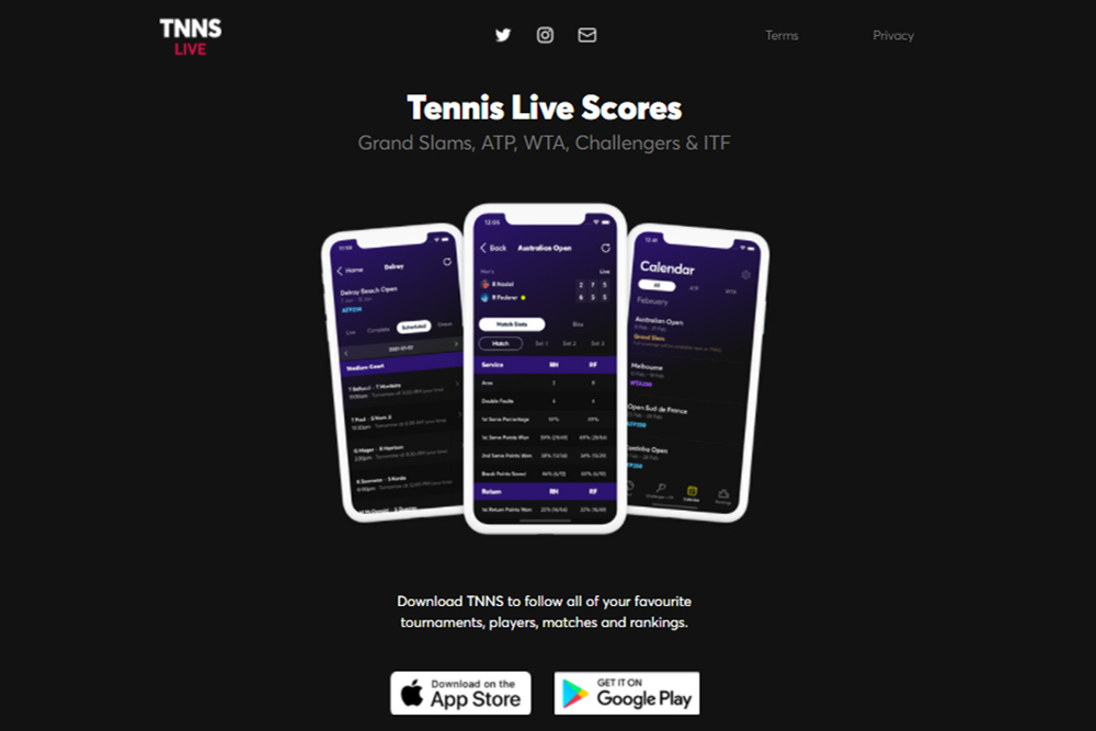 Arriva l’app TNNS, e il live score è più ricco di prima